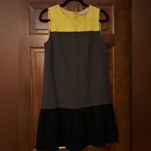 LOFT Yellow and Black Colorblock Mini Dress